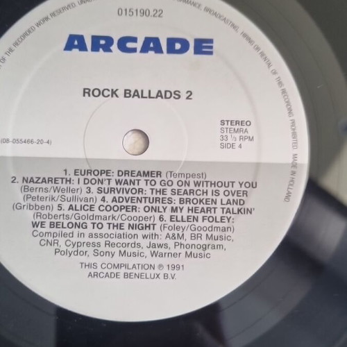 Rock Ballads vinyl used, rock classics
