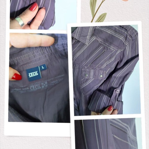 Πουκάμισο Cecil two-tone patchwork, μωβ λιλά, βαμβάκι, L-XL