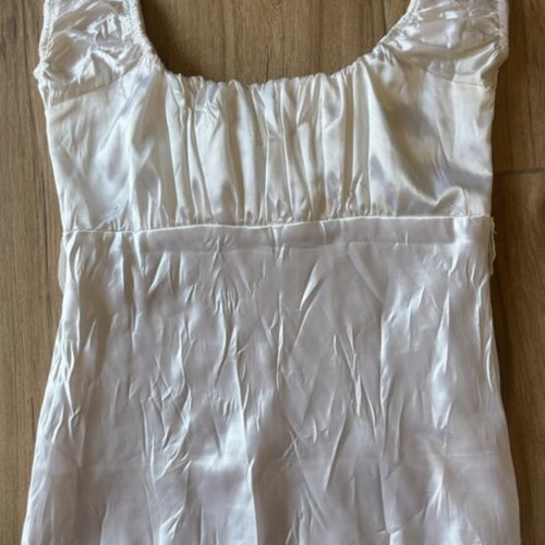 Anel Y2k vintage babydoll satin top, white, size S-M