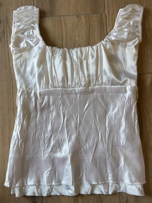 Anel Y2k vintage babydoll satin top, white, size S-M