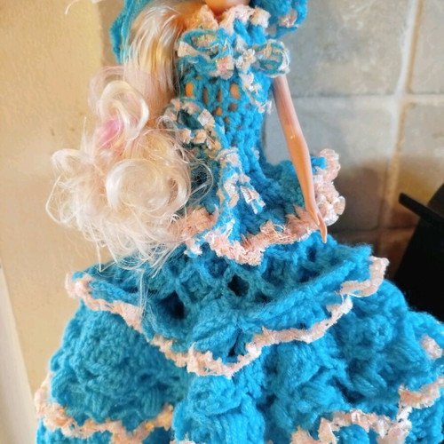 Doll with handmade dress and hat new