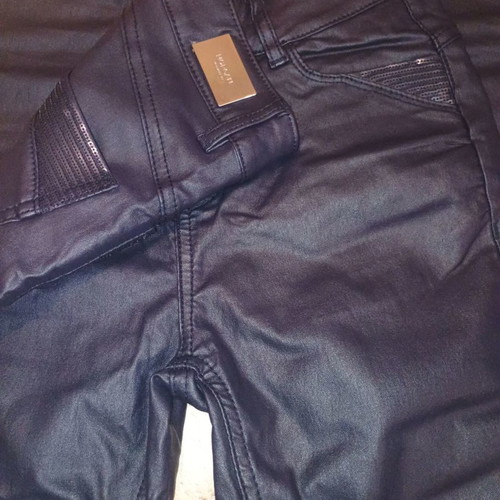 Morgan pants with leather look new, size 36, dark blue