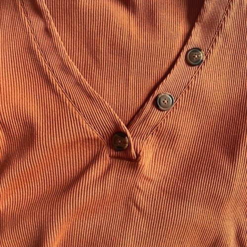 Brown Pull & Bear blouse with buttons at neckline like new, size L