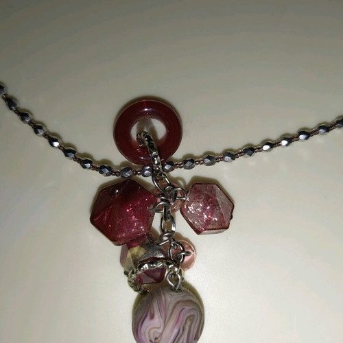 Antica Murrina necklace like new with Murano glass beads pink