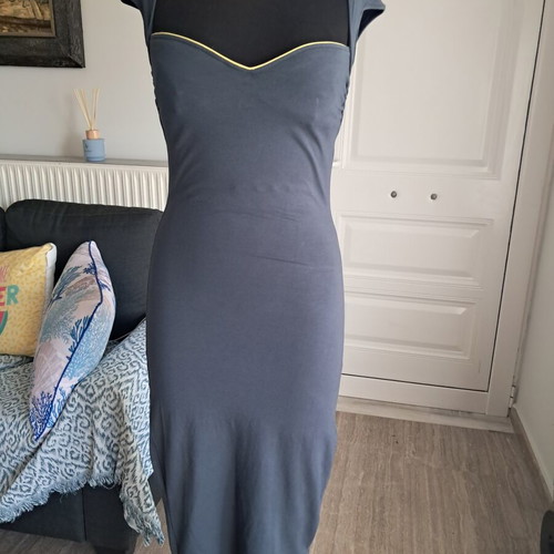 Miss Sixty elastic midi dress like new, grey with yellow trim