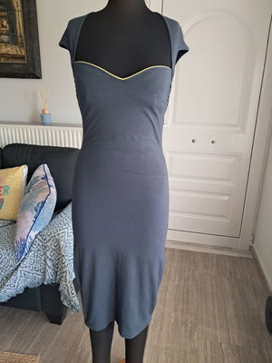 Miss Sixty elastic midi dress like new, grey with yellow trim