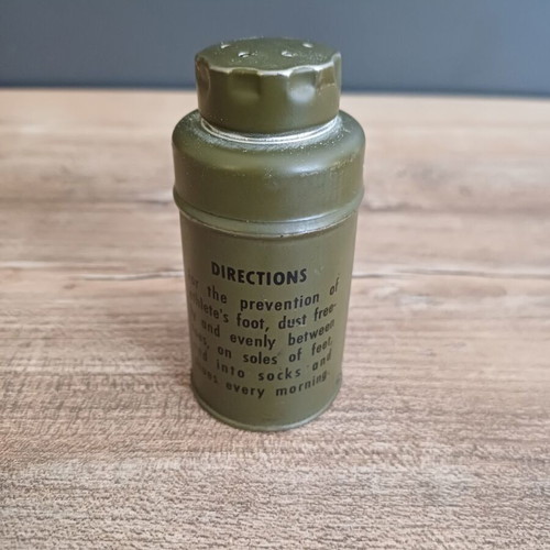 American Army Foot Powder collectible, used, metal container 1 oz