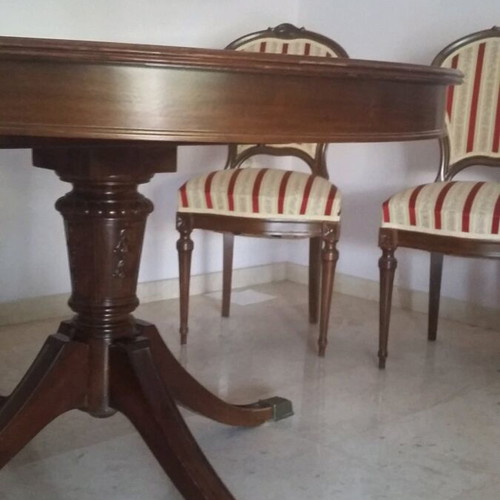 Antique dining set handmade with extension and four chairs like new