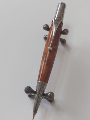 Reiki wood pen used, silver-plated