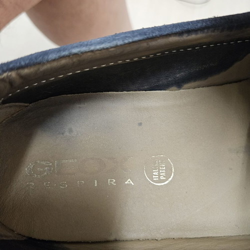 Geox men's suede loafers used, grey, size 43, leather insole