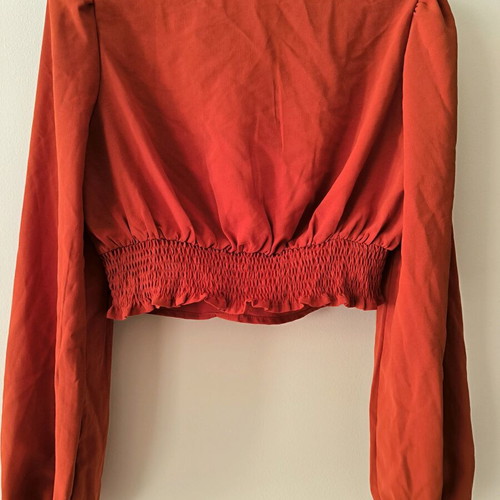Shein women's long-sleeve crop top new, orange brick color