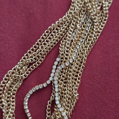 Claire's statement multi-strand gold necklace with rhinestones