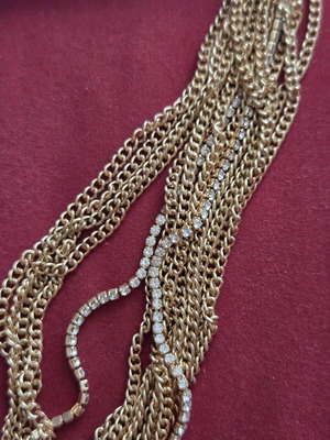 Claire's statement multi-strand gold necklace with rhinestones