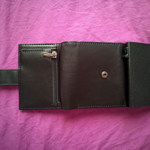 Wallet for money and cards with RFID and slide mechanism black new