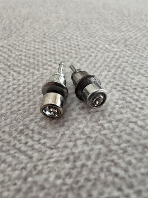 Minimal bezel stud earrings with rhinestones, silver tone