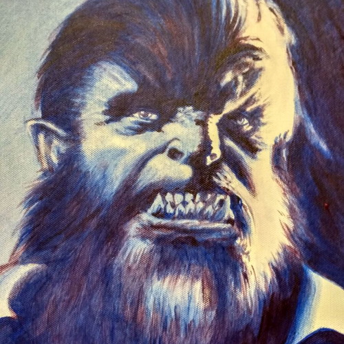 Wolfman portrait acrylic painting new