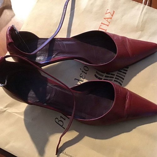 Zara kitten heel red leather pumps like new size 40