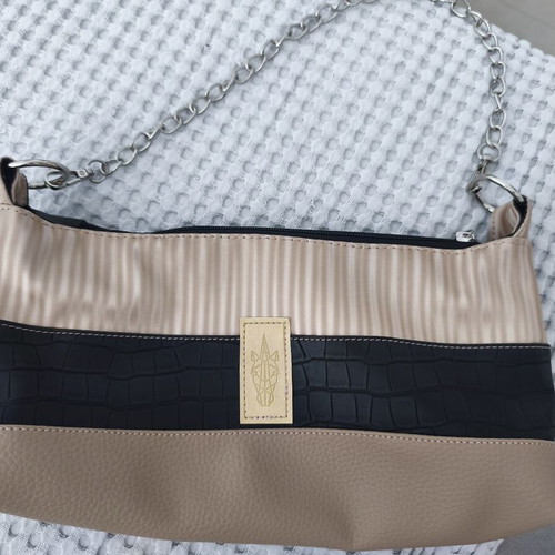 Katia Angeli Small Baguette Shoulder Bag like new, black and beige