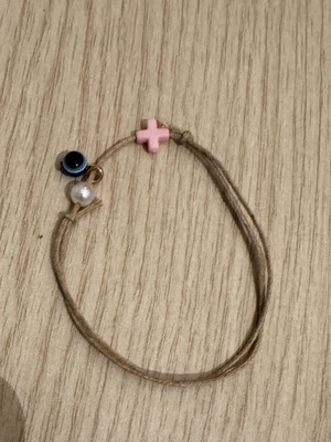 Bracelet with cross and eye bead new