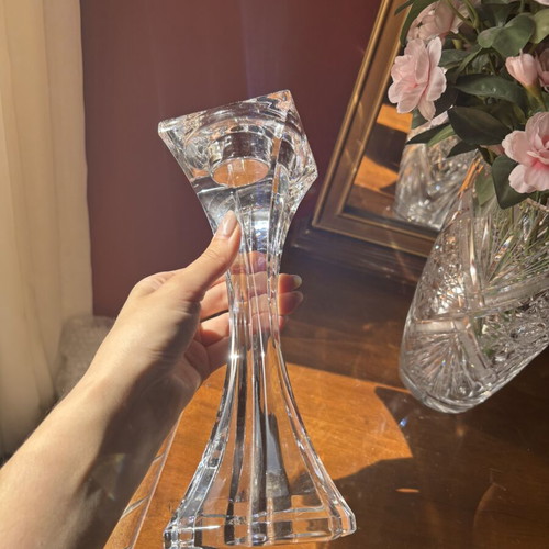 Rogaska Crystal Sculptural Candleholder like new, modernist decor