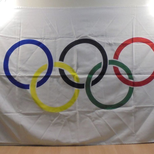 Olympic Games flag large used 88cm x 154cm