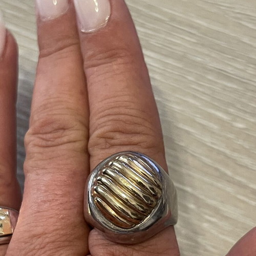 925 silver gold ring size 62, 18k gold top