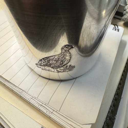 Whisky glass carved Famous Grouse like new