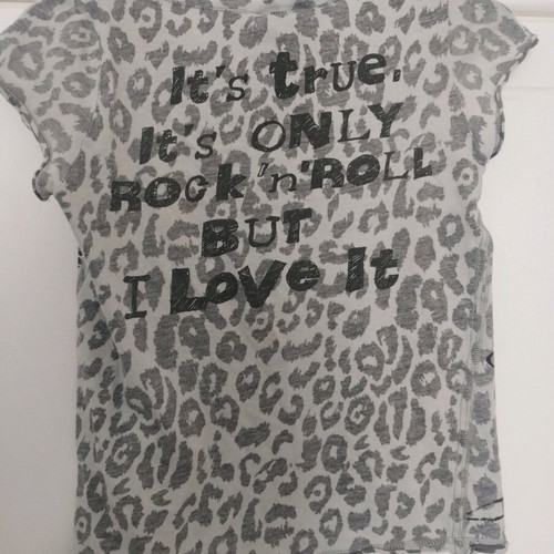 Disney Minnie Mouse women's short-sleeve t-shirt gray with leopard print like new