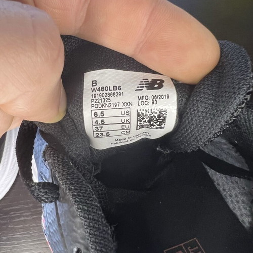 New Balance 480v6 running shoes, women's US 6.5, grey black orange