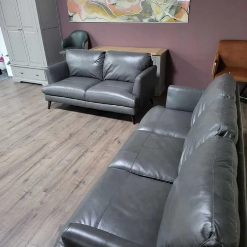 Gray leather sofa set three-seater and two-seater new