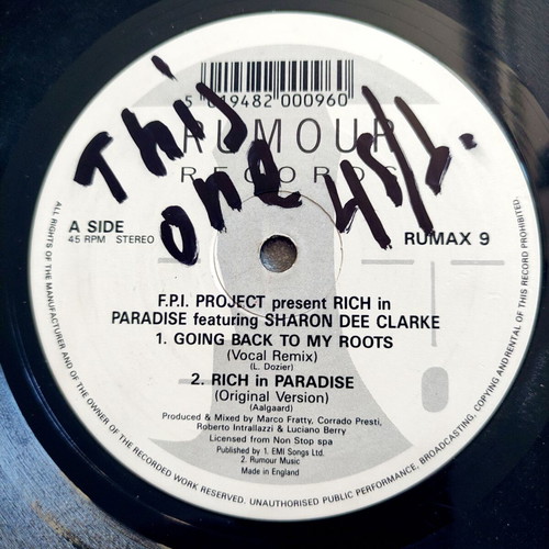 F.P.I. Project Ft SD Clarke Rich In Paradise 12'' Vinyl Maxi Single used