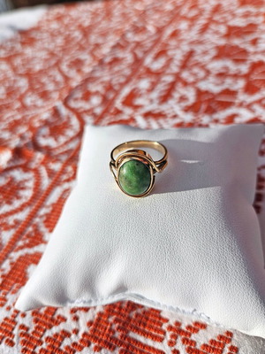 14K gold ring with turquoise used, size 53.5, 4.83g