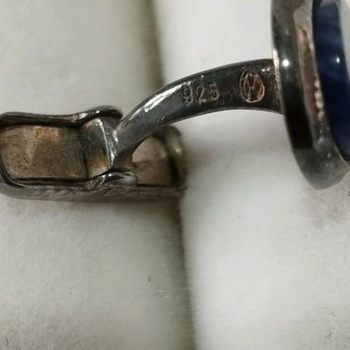 Ilias Lalaounis oval cufflink silver 925 with semi-precious stone Lapis
