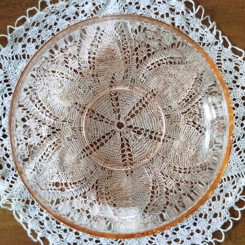 Walther Rüdesheim Depression Glass Pink Vintage Glass Plate Like New
