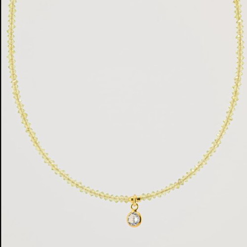 Handmade necklace with natural Peridot and zircon motif, gold-plated silver 925