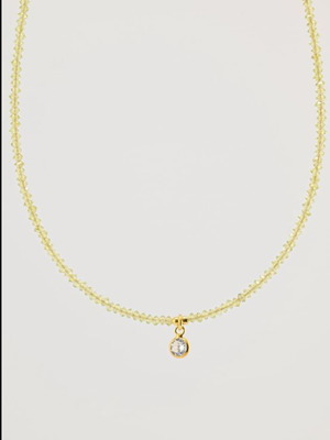 Handmade necklace with natural Peridot and zircon motif, gold-plated silver 925