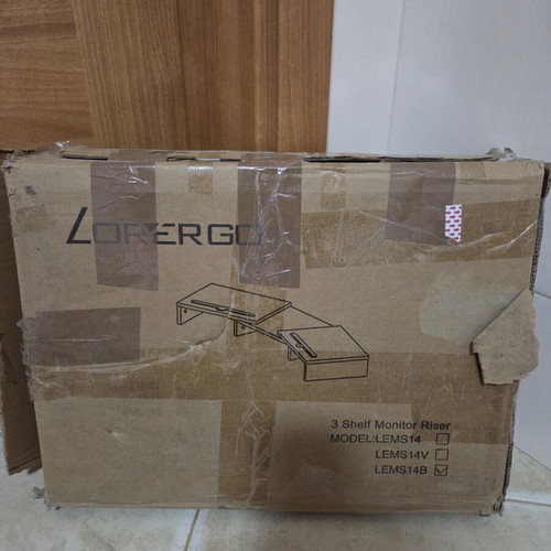 Lorergo Wooden Monitor Stand LEMS14 New with Three Shelves
