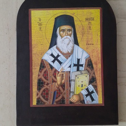 Wooden Icon of St. Nektarios new, 39×28 cm, decoupage technique