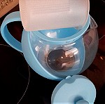  Τσαγιέρα από πλαστικό και γυαλί με ασορτί πορσελάνινη κούπα