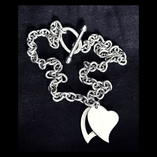 Vintage Folli Follie silver chunky chain necklace with heart like new