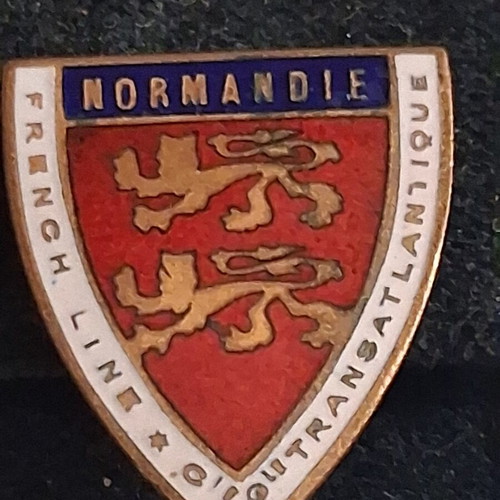 SS Normandie 1935 enamel pin by Duseaux Paris, French Line CGT
