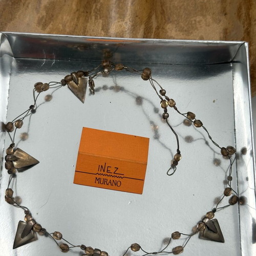 Inez Murano handmade vintage 90s necklace new silver