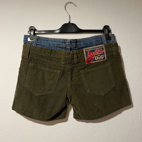 Dolce & Gabbana Vintage Love Affair Y2K Double Waist Corduroy Denim Shorts size 40 used