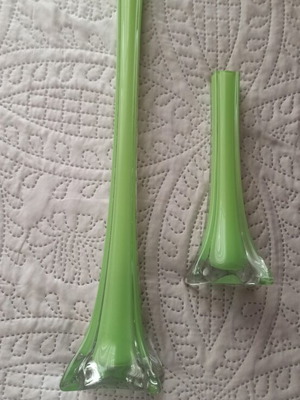 Vintage decorative glass vases set, like new, green shade, 1970s