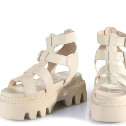 Buffalo Flora Fisher Sandals new, beige, 5.5cm heel, size 36
