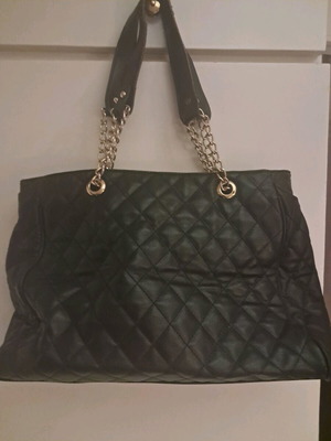 Celestino shoulder bag used, large with gold chains black