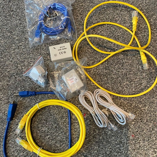 Set of ADSL splitters cables and wires for internet and telephone new