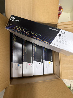 Σετ 5 γνήσιων μελανιών HP 117A Laser, σφραγισμένα, 4 χρώματα