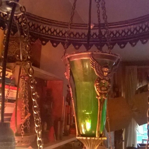 Moroccan Boho Ceiling Light with 8 Different Colored Lamps like new