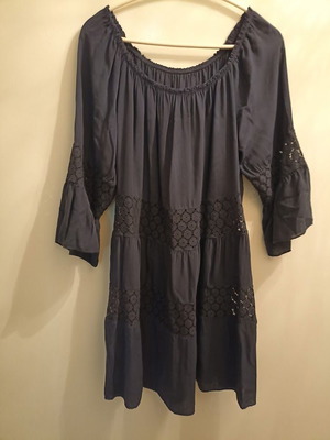 Women's summer blouse like new, dark blue, 3/4 sleeves